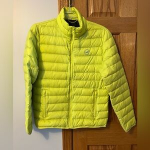 Hollister, men’s lime green Ultimate Down puffer jacket, medium M